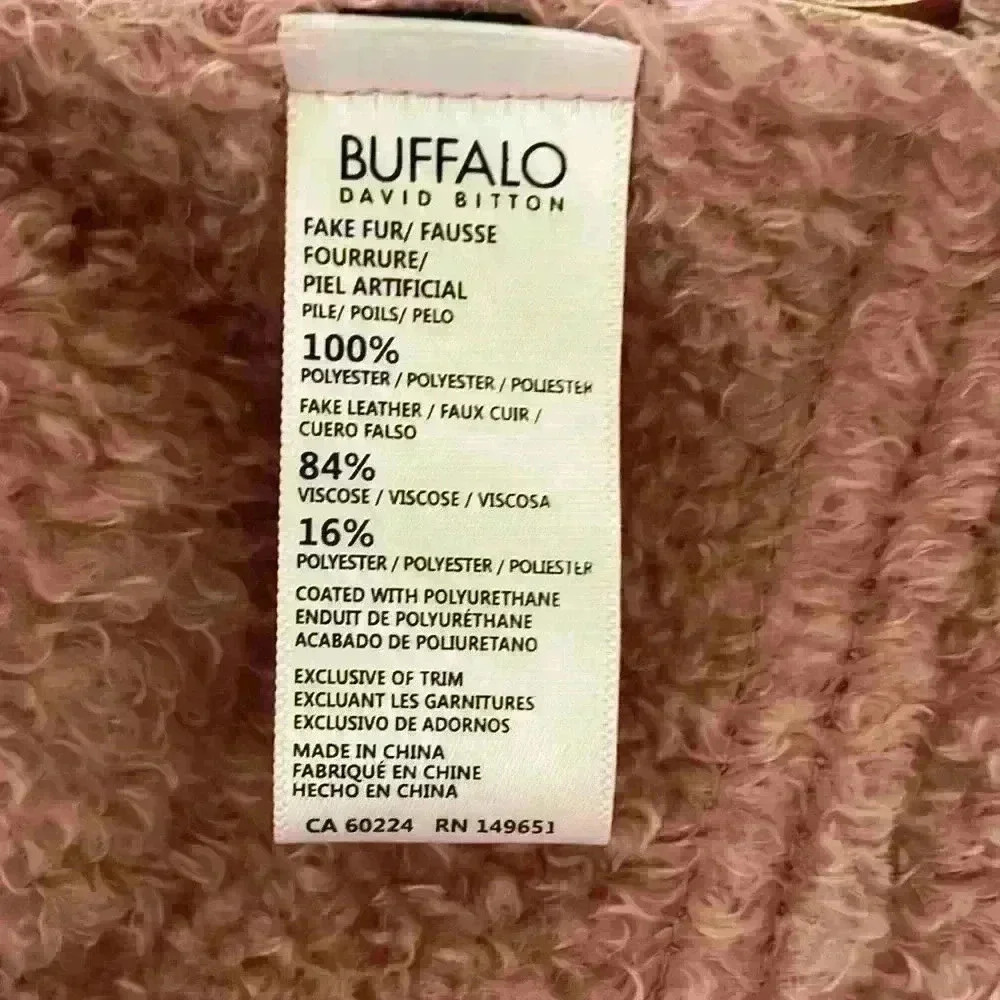 Buffalo David NWOT MOTO Style Mauve Faux Leather w/Faux Fur lining, Size Large - Picture 9 of 9